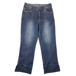 Democracy Absolution Womens 8 Dark Wash Front Seam Slit Hem Crop Jeans Indigo